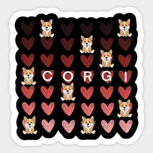 ‘Corgi Love’ Ombré Hearts Design Sticker